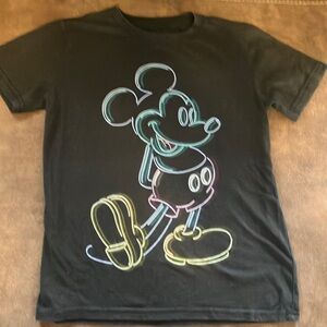 Disney Black Mickey Mouse Neon Tee‎